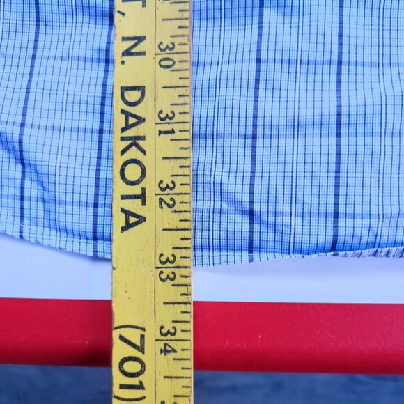 Egara dress shirt slim fit light blue checkered men's size 16.5 36-37 Tall - Picture 9 of 10